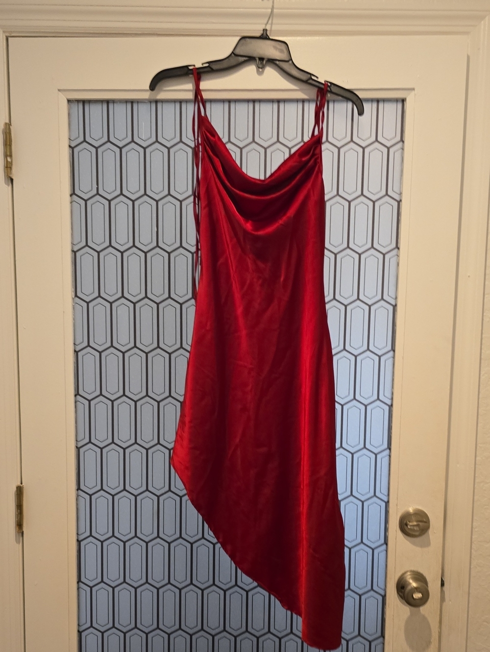 SHEIN Red Satin Asymmetrical Slip Dress